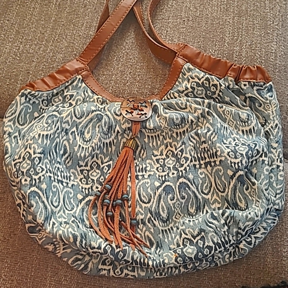 Lucky Brand Fabric and Leather Shoulder Bag